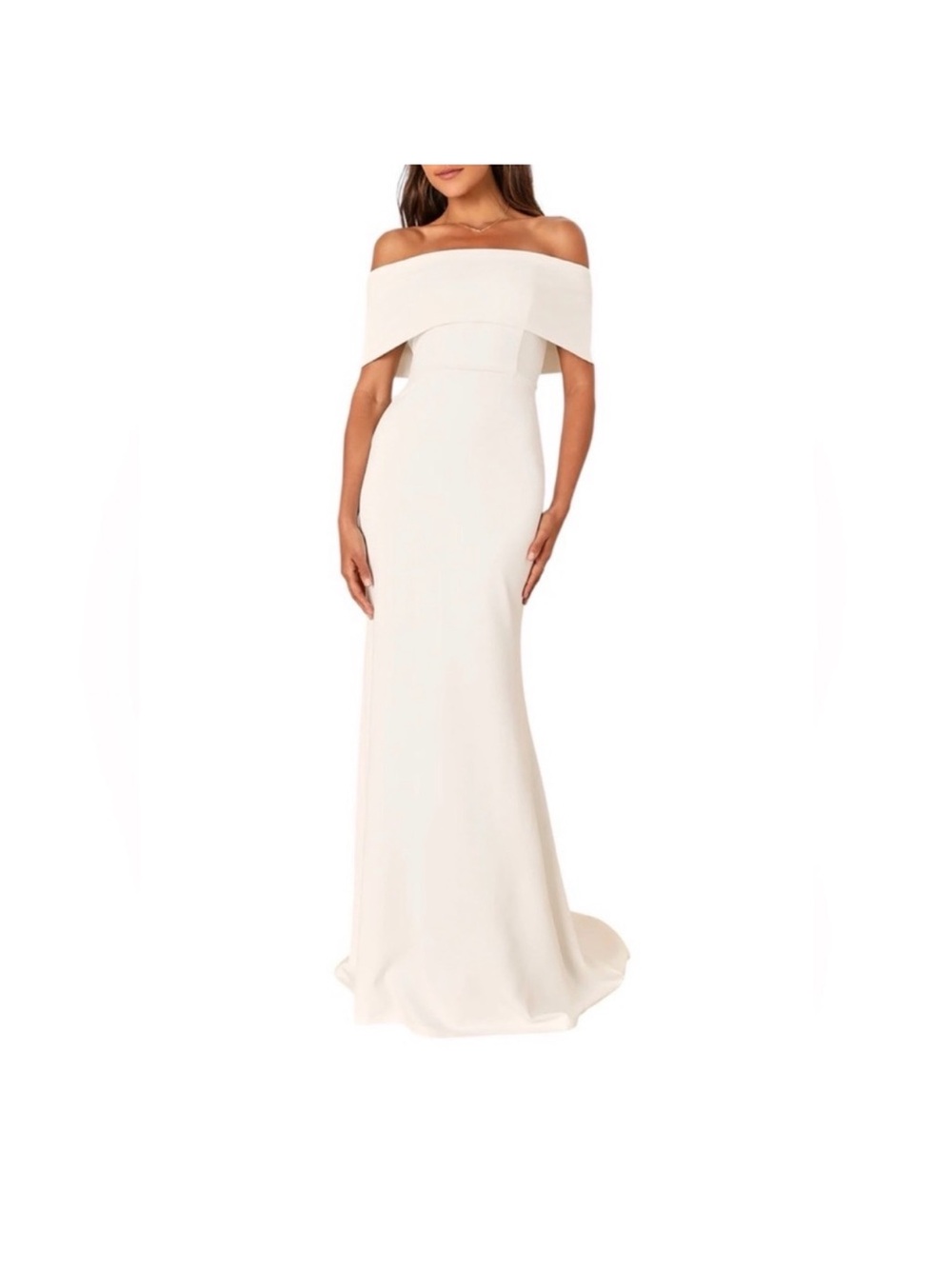 Lulu's Off-Shoulder Cream Maxi Gown